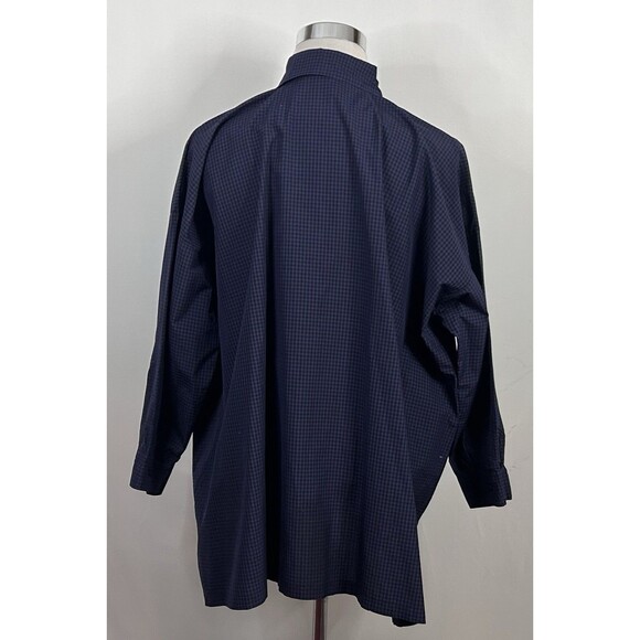 Eskander Size 1 Button Front Top Shirt Blue Plaid Organic Cotton Long Sleeve - Picture 5 of 5